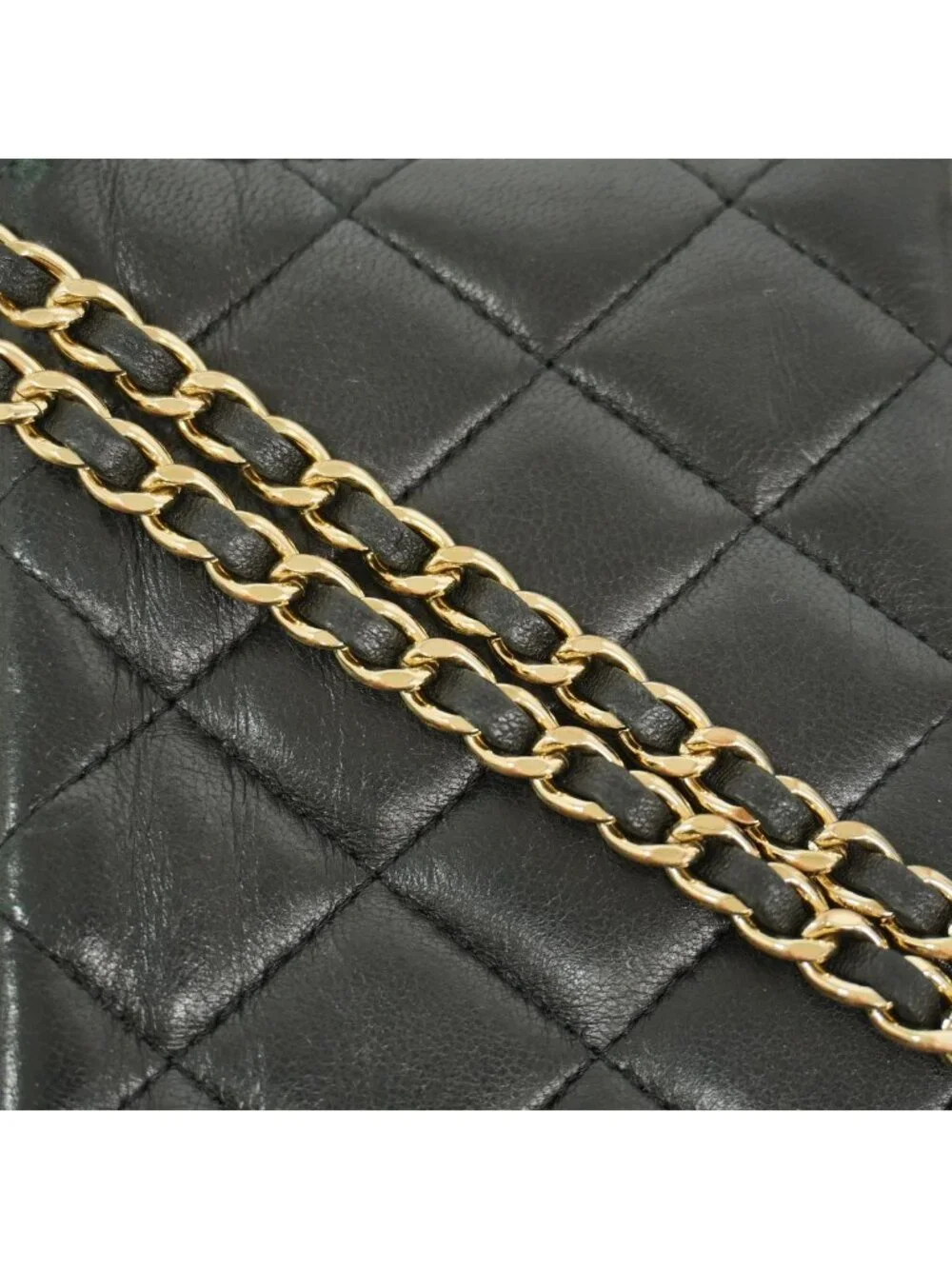 Chanel Vanity Bag Quilted Lambskin Black Champagne Gold